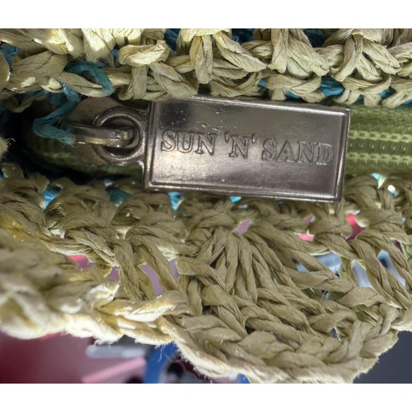 VTG Sun N Sand Woven Straw Tote Beach Bag Purse Double Handle Tropical Fish - Picture 11 of 13